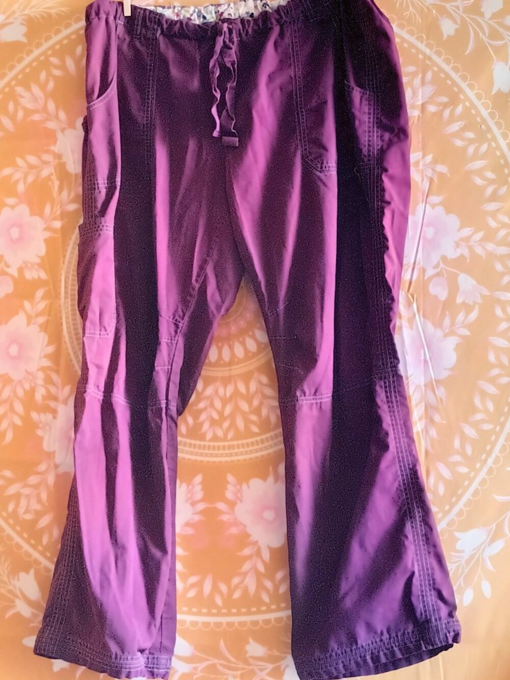Vintage Y2K Koi #701 by Kathy Peterson "Lindsey" Cargo Scrub Pants Purple 2X
